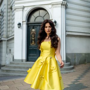 Short yellow flower dress - Image 2