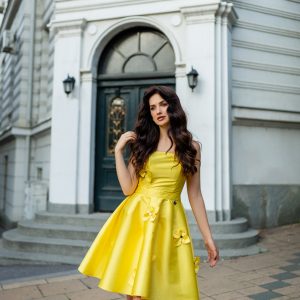 Short yellow flower dress - Image 3