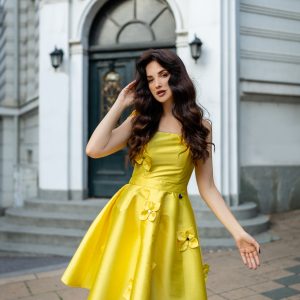 Short yellow flower dress - Image 4