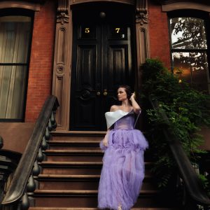 Long Lilac Dress With Tulle Corners - Image 5