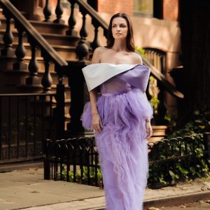 Long Lilac Dress With Tulle Corners - Image 2